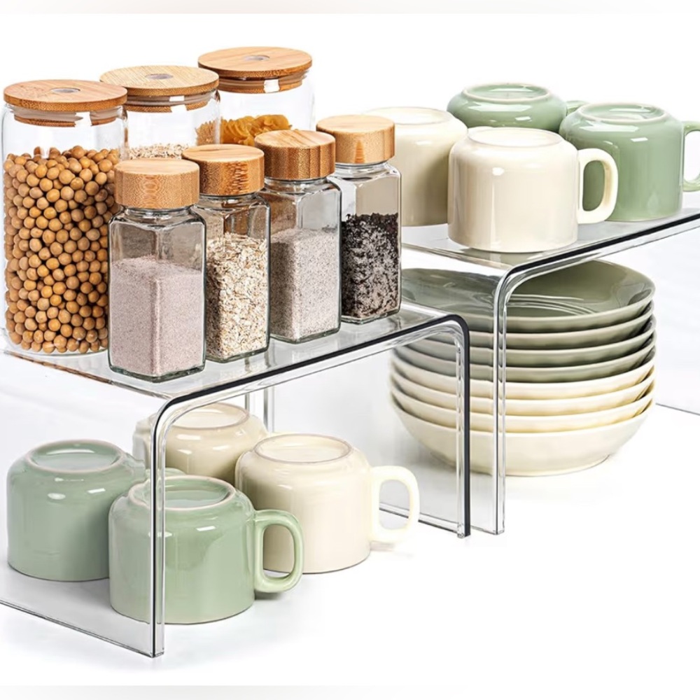New 2pk Clear Cabinet Shelf/Storage Organizers